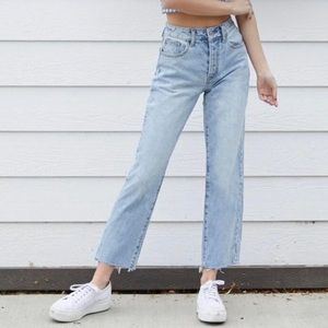 Brandy Melville High Rise Light Wash Straight Leg Jeans.